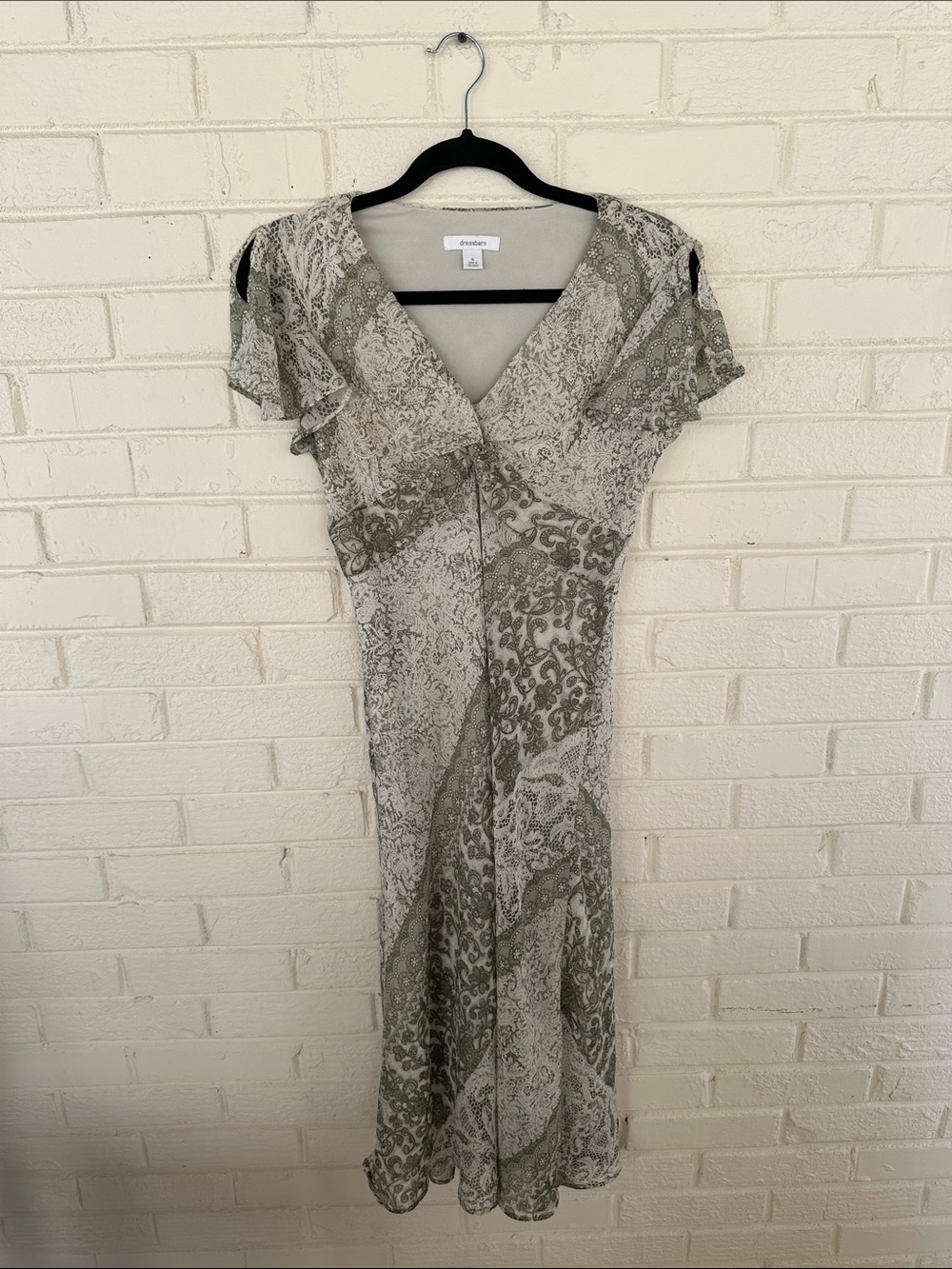 Dressbarn Green Paisley Floral Print Dress Size 6